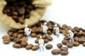 Miniature People : Chef Cooking With Coffee Beans,art, Creativity And Food Concept.