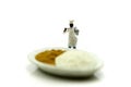 Miniature people : Chef cooking with friend,Food concept.