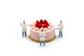 Miniature people : Chef and friend with Sweet dessert,cooking and decoration concept