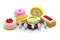 Miniature people : Chef and friend with Sweet dessert,cooking and decoration concept