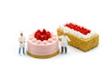 Miniature people : Chef and friend with Sweet dessert,cooking and decoration concept