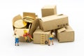 Miniature people: Climbers are climbing box. Image use for business, industrial and logistic concept