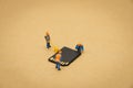 Miniature people Construction worker repair with Storage card or memory card using as background Technology concept and Royalty Free Stock Photo