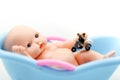 Miniature people : couple in love wait for child want to become parents soon. Maternity, fatherhood and pregnancy concept