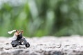 Miniature people : Couple riding the motorcycle