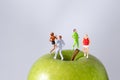 Miniature people in a diet and fitness concept