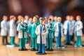 Miniature people : Doctor and Nurse standing with stethoscope,healthcare and medical concept, Doctor team with medical stethoscope