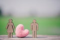 Miniature People Family and pink heart Royalty Free Stock Photo