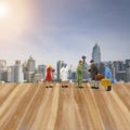 Miniature people figure of Family in The City Royalty Free Stock Photo