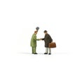 Miniature people figure , tourist handshake with friend Royalty Free Stock Photo