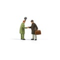 Miniature people figure , tourist handshake with friend Royalty Free Stock Photo