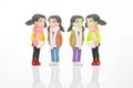 miniature people. figures for the game. cute girlfriends together on white background