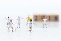 Miniature people : Football team image use for football of the year, world cup , sport concept