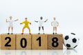 Miniature people : Football team image use for football of the year, world cup , sport concept