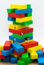 Miniature people : Group Athletes climb on color block wooden. Image use for Activities, travel, business concept Royalty Free Stock Photo