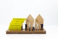 Miniature people: Group business meeting guaranteed loan, third party, guarantor. Image use for business concept.