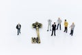 Miniature people: Group Businessmen stand with master key. Image use for key man, the key to success, business concept