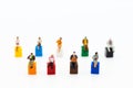 Miniature people: Group people sitting on colorful block. Image use for relax time concept, spending time for free