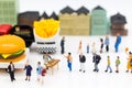 Miniature people: Group people talking about marketing, Trading business. Image use for Franchise business concept