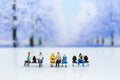 Miniature people: passenger waiting vehicle for go to destination, transportation. Image use for business background concept