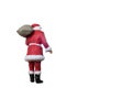 Miniature people Santa Claus carrying bag Royalty Free Stock Photo