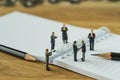 Miniature people, small figure businessman handshaking and other