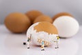 Miniature people small model human figure painting brown Eggs to white