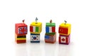 Miniature people : students with international flag using for co