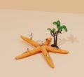 miniature people in swimsuit on a starfish Royalty Free Stock Photo