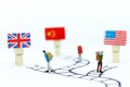 Miniature people: Travelers go to the oversea. Image use for traveling abroad, business concept