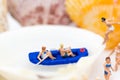 Miniature people : Travelers with paddle boat . Image use for activities, travel business concept