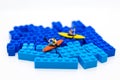 Miniature people : Travelers with paddle boat . Image use for activities, travel business concept.