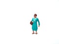 Miniature people woman carrying bags