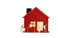 Miniature people work as painter wooden housel with paint tools Royalty Free Stock Photo
