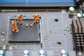 Miniature People: Worker cleaning professional repairman holding a cleaning brush