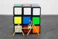 miniature people worker painting cube