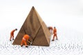 Miniature people : Workers are repairing, fixing business profits, graph, Use image for illustrations, problem solving, business