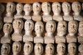 Set of miniature heads used in phrenology display at Science Museum in London