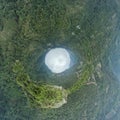 Miniature planet in the form of human eye and nature environment
