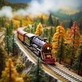 Miniature railway with intricate details and vibrant colors