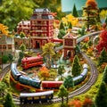 Miniature railway with intricate details and vibrant colors