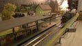 Miniature railway station model.