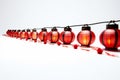 Miniature Red Chinese Lanterns in a Row