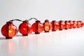 Miniature Red Chinese Lanterns in a Row