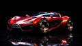 Miniature Red Sports Car With Reflective Surface - Hyper-realistic Design