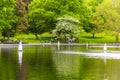 Models of sailboats in Conservatory Water pond in the Central Park, New York Royalty Free Stock Photo