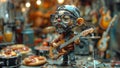 A Miniature Rockstar: Elderly Guitarist Figurine Captures the Spirit of Music