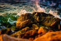 Miniature Rocky Shore And Ocean Waves