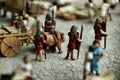 Miniature roman figurines reflecting daily life in roman times