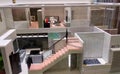 Miniature scale model of double story terrace house complete with interior furniture.